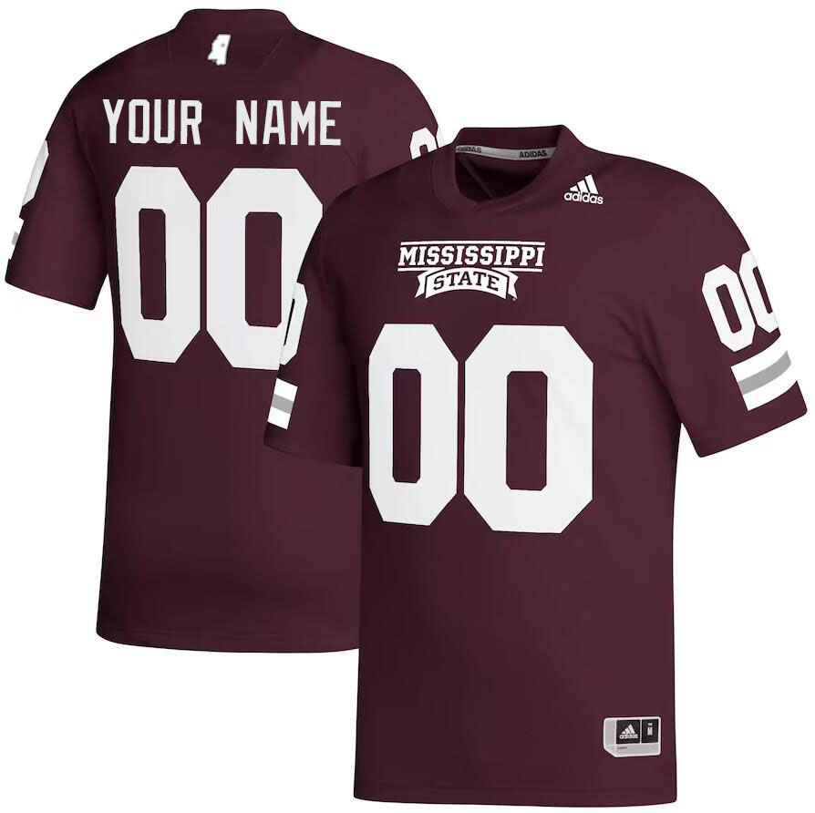 Custom Mississippi State Bulldogs College Name And Number Football Jerseys Stitched-Maroon - Click Image to Close